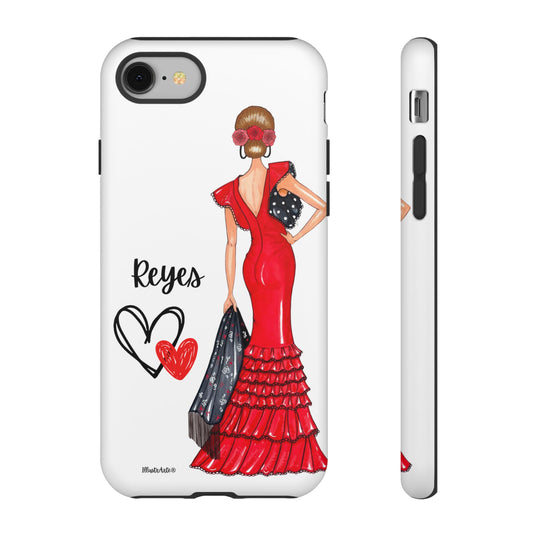 Imágen de la funda de teléfono personalizable Modelo Reyes con fondo blanco, ideal para iPhone, Samsung y Google Pixel, diseñado con un estilo vibrante.
