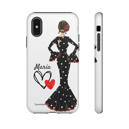 Personalized phone case Maria in black dress – for iPhone, Samsung, Pixel