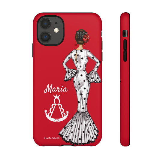 Personalized phone case, white, Virgin of El Rocío – for iPhone, Samsung, Pixel