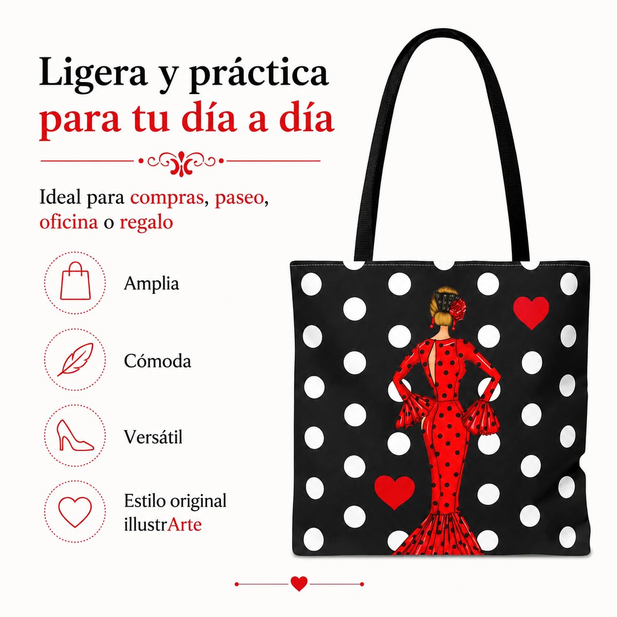 Bolsa tote Málaga flamenca María Rojo con lunares 8