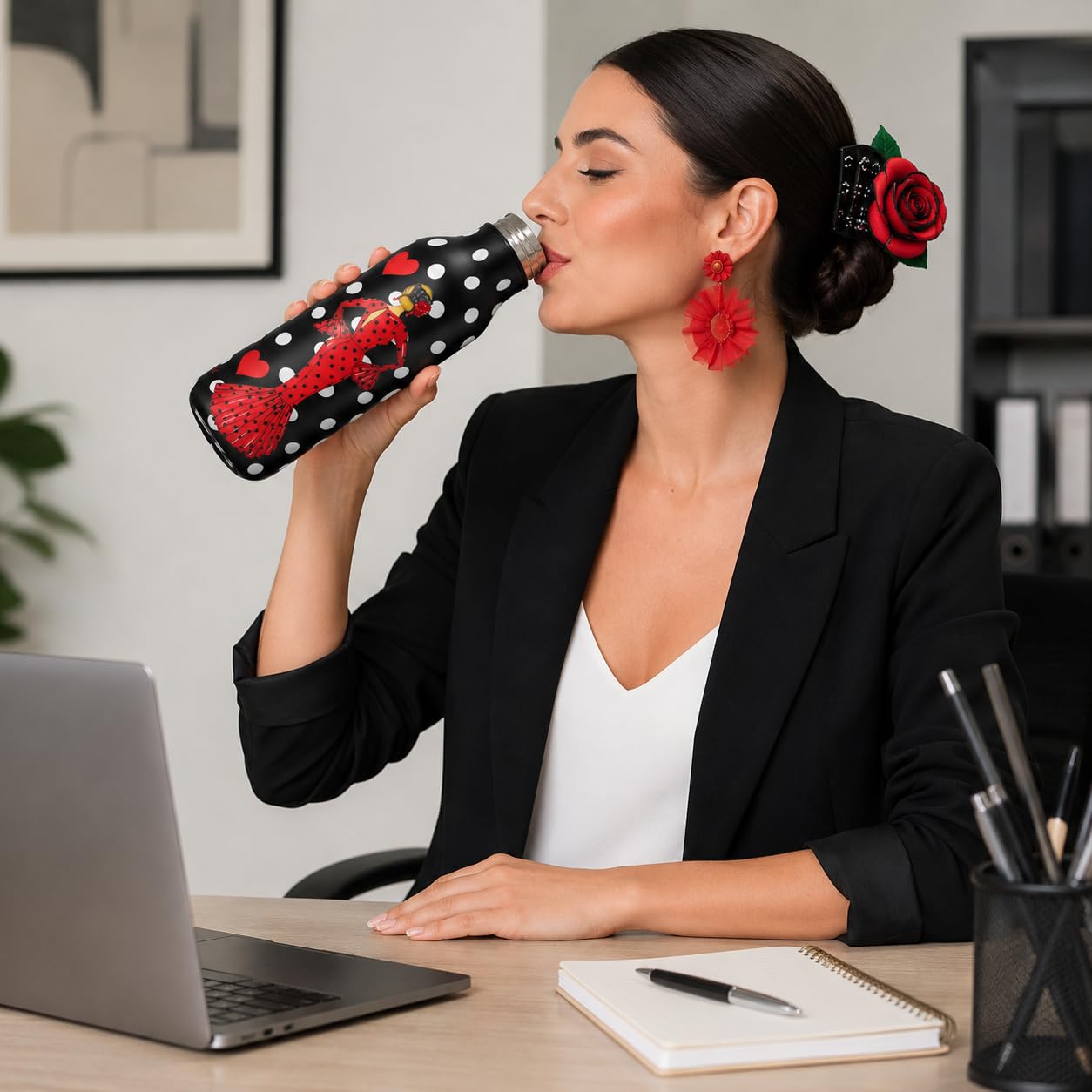 Botella térmica flamenca illustrArte 500 ml – diseño María Rojo – vista 5