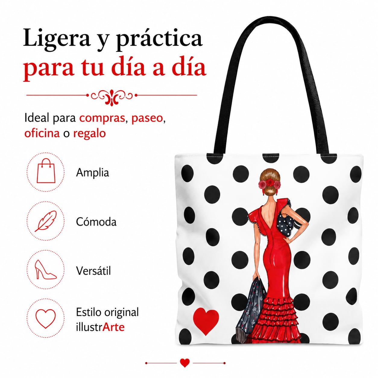 Bolsa tote Málaga flamenca Manuela rojo con lunares 7