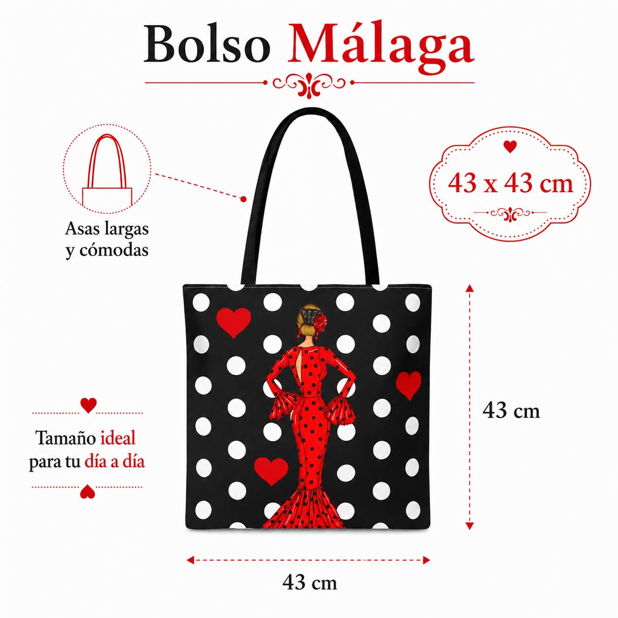 Bolsa tote Málaga flamenca María Rojo con lunares 6