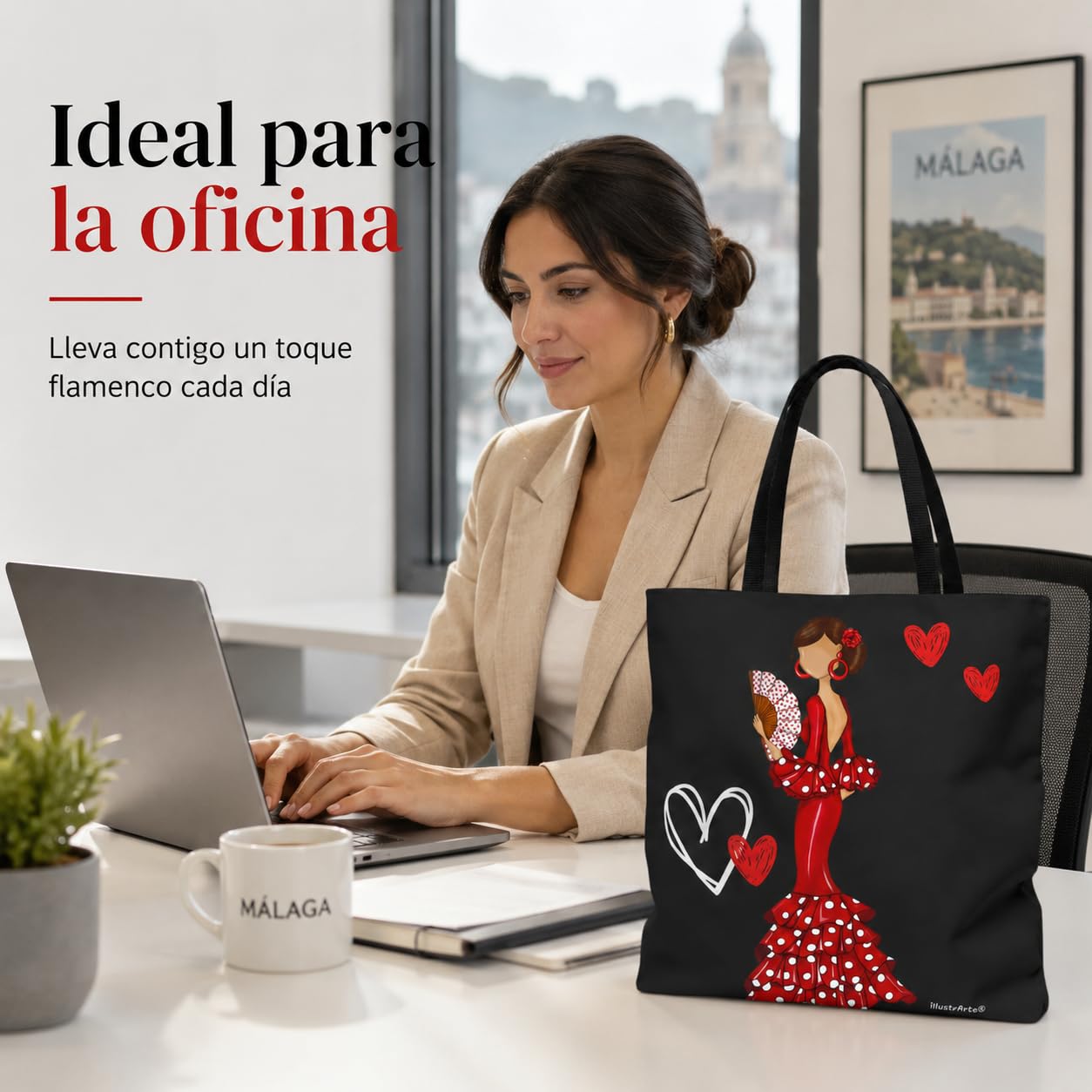 Bolsa tote Málaga flamenca Pepa con corazones 4