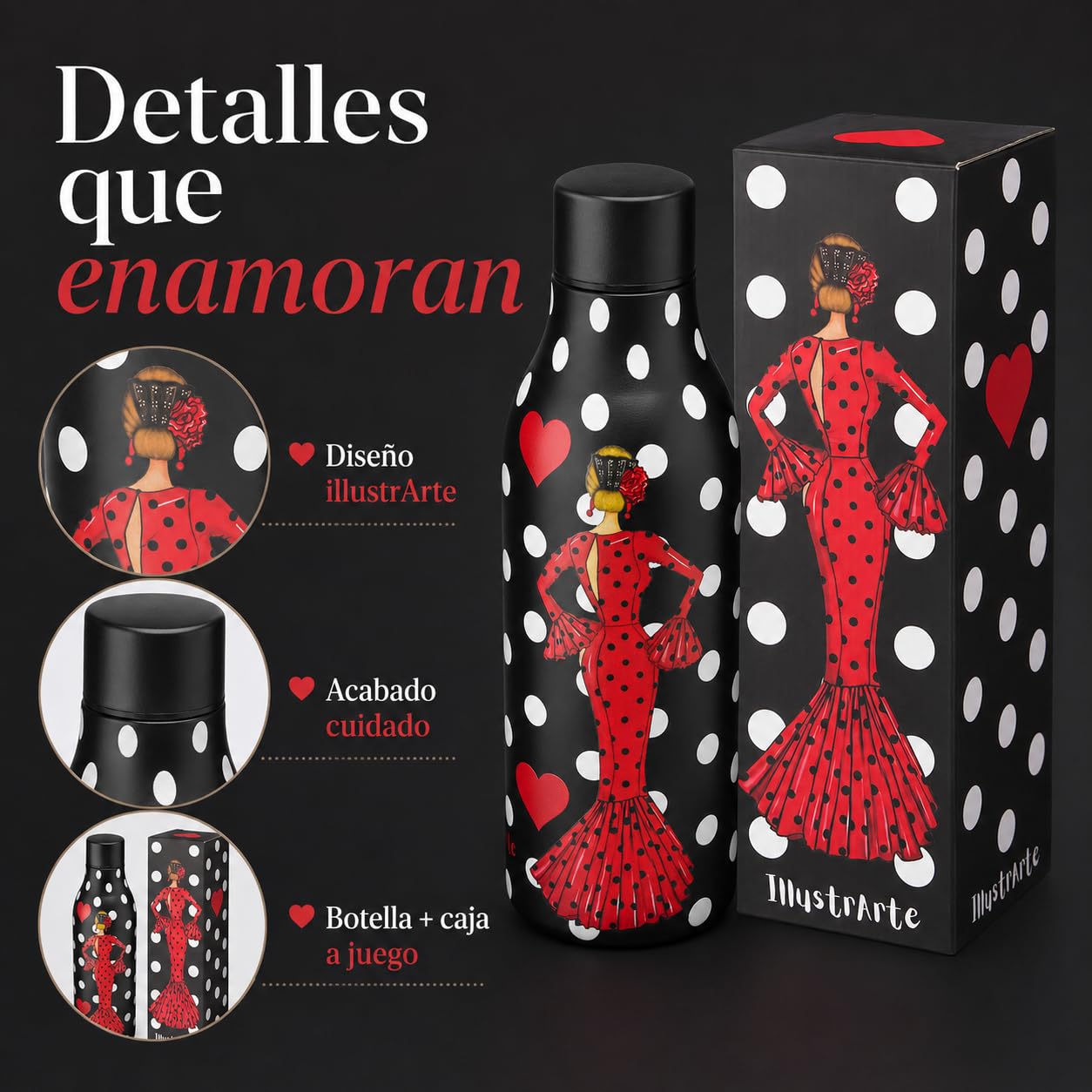 Botella térmica flamenca illustrArte 500 ml – diseño María Rojo – vista 9