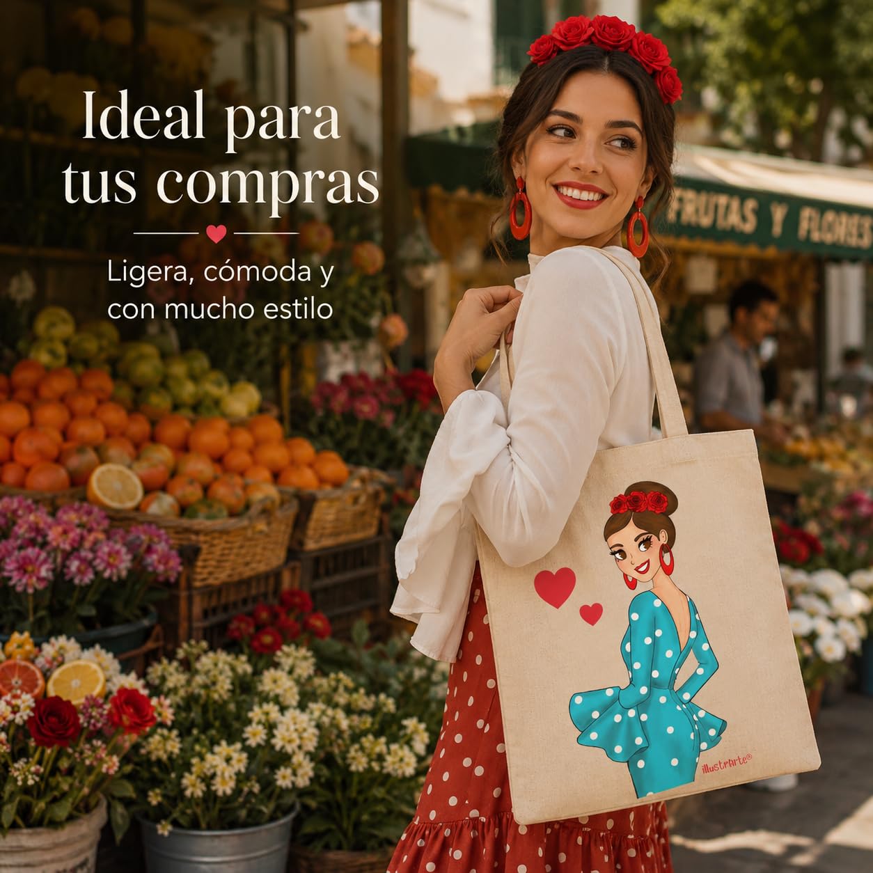 Bolsa tote Cádiz flamenca Paquita turquesa 6