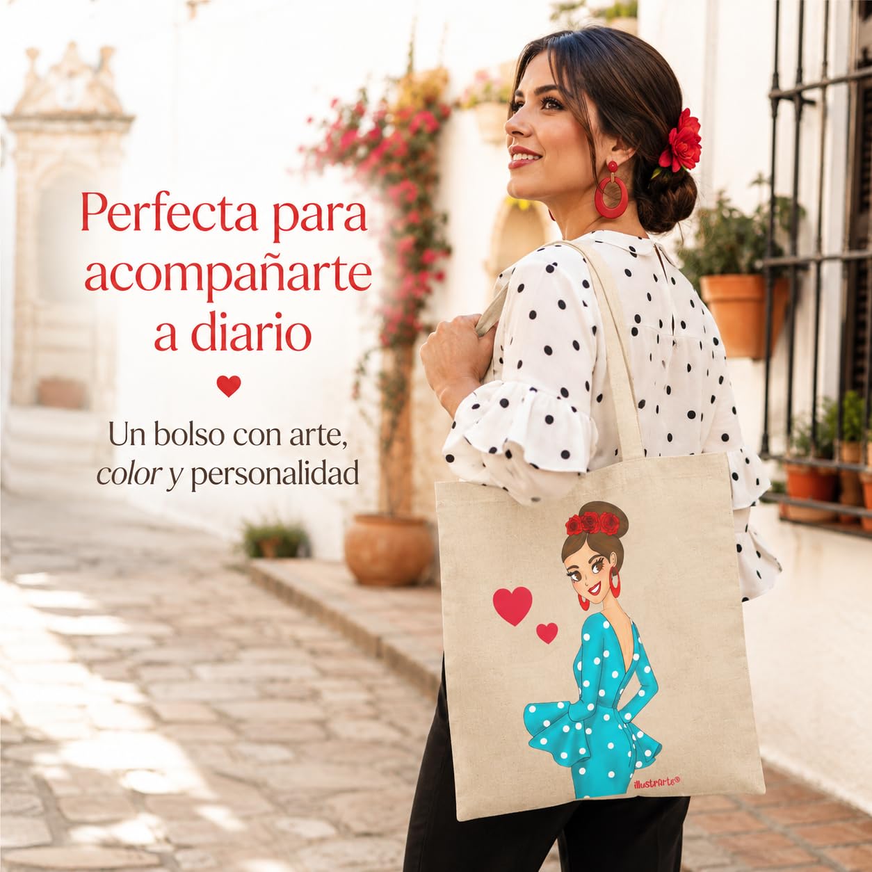 Bolsa tote Cádiz flamenca Paquita turquesa 2