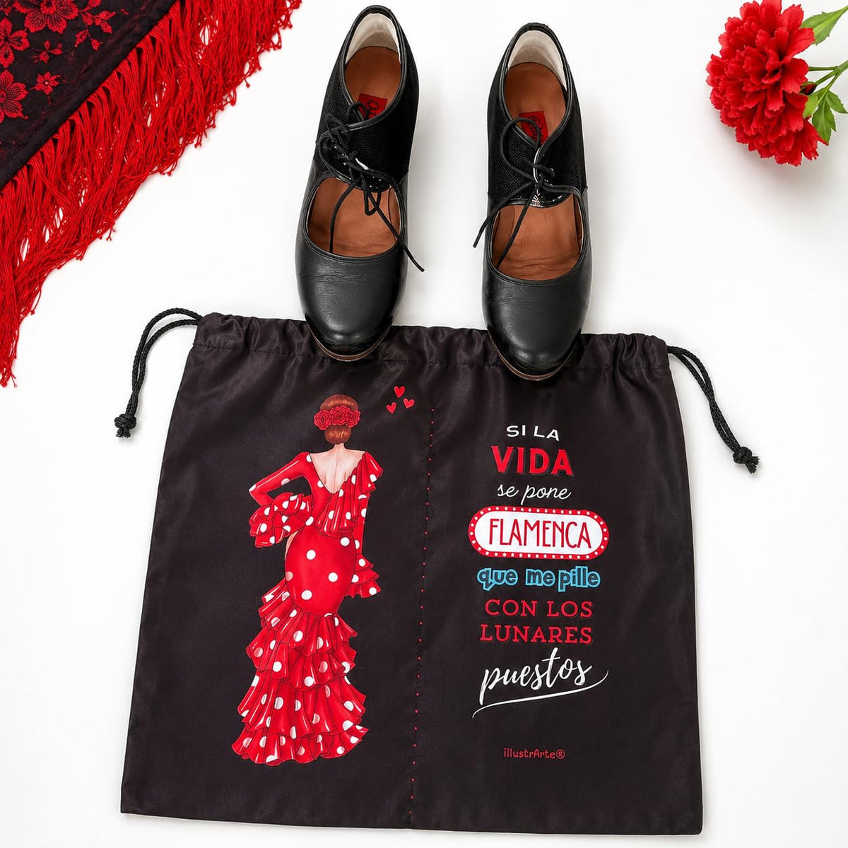 Bolsa para zapatos de flamenco illustrArte 40 x 40 cm – diseño Macarena – vista 2