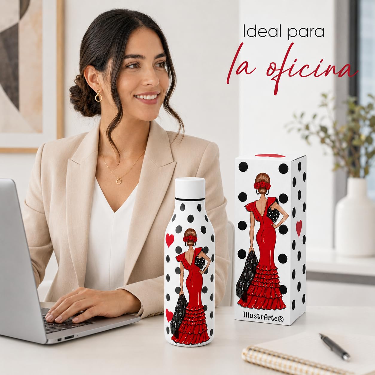 Botella térmica illustrArte 500 ml – diseño Manuela, flamenca de lunares – vista 5