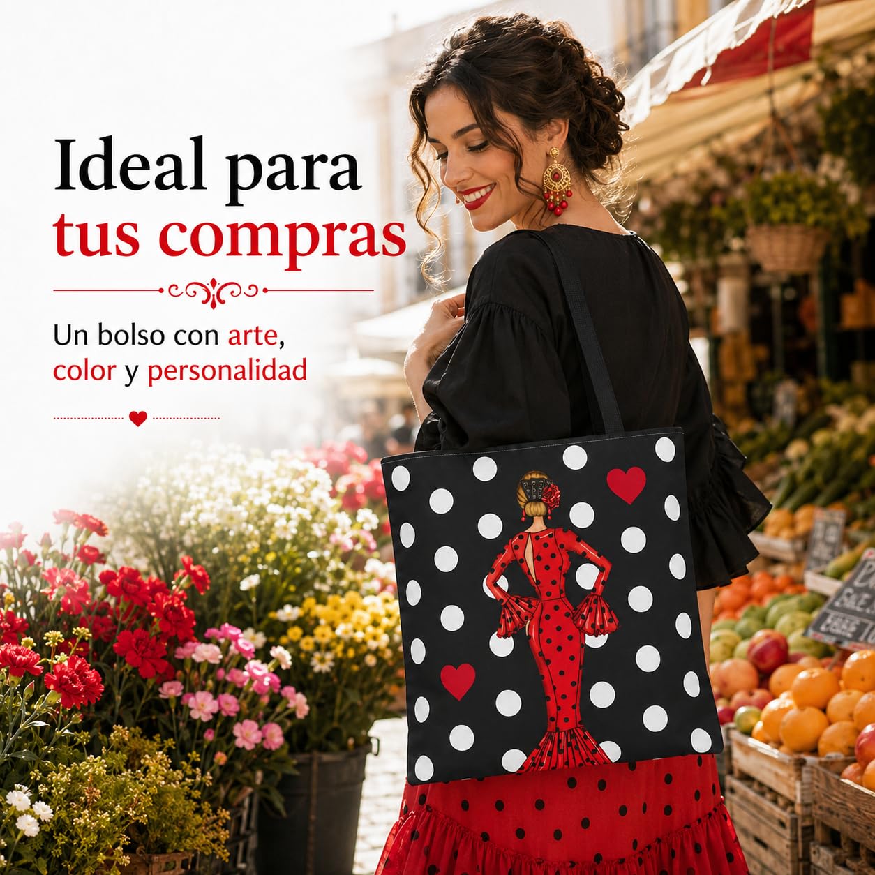 Bolsa tote Málaga flamenca María Rojo con lunares 7