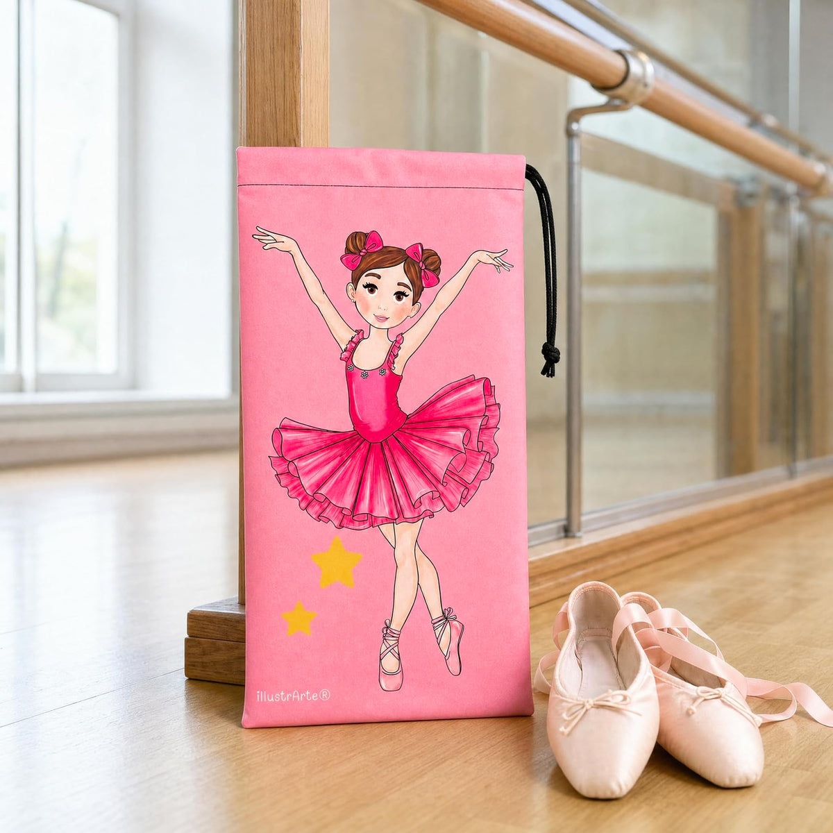 Saco para sapatilhas de ballet illustrArte 20 x 36 cm – design Marina – vista 7
