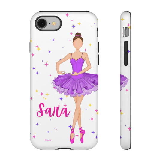 Funda de teléfono personalizable con diseño de bailarina Sara para iPhone, Samsung y Google Pixel.