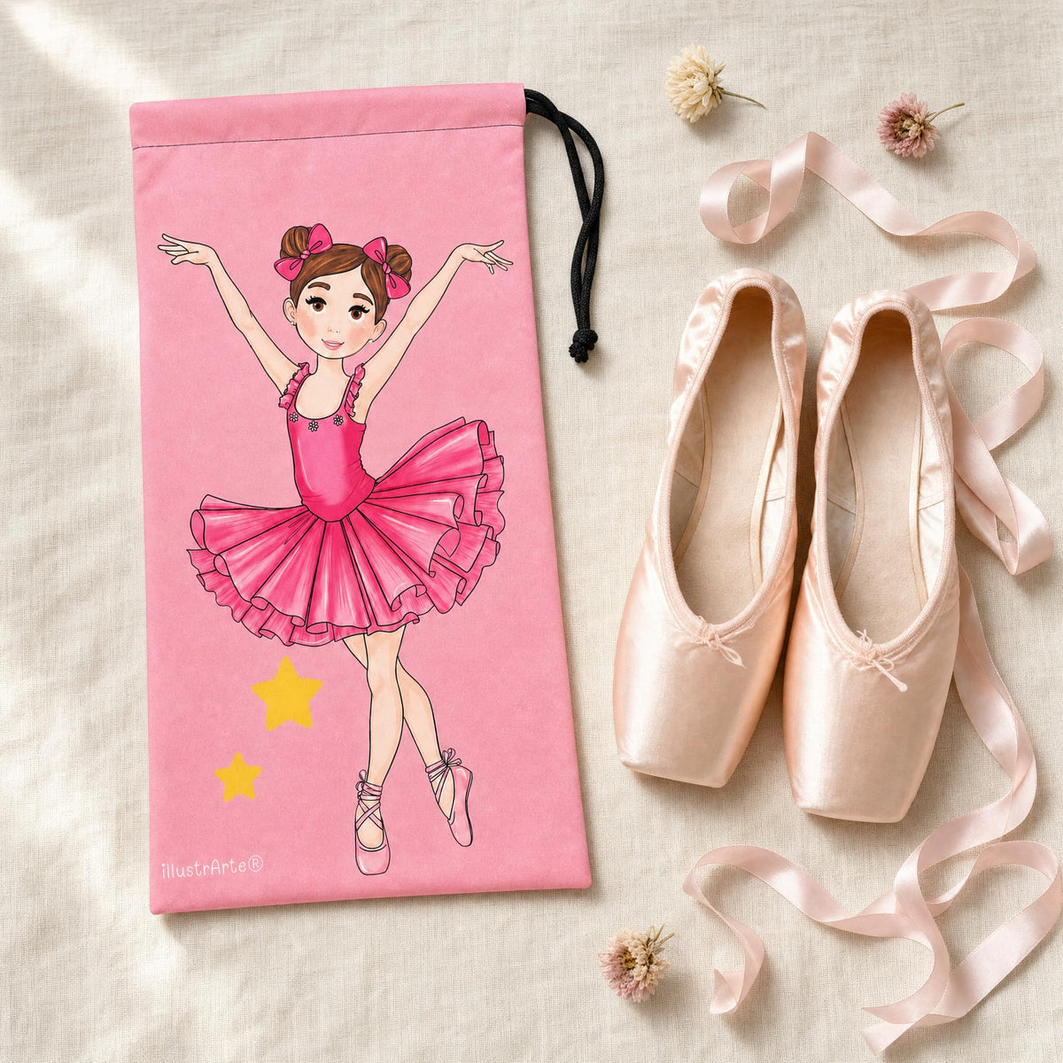 Bolsa para zapatillas de ballet illustrArte 20 x 36 cm – diseño Marina – vista 2