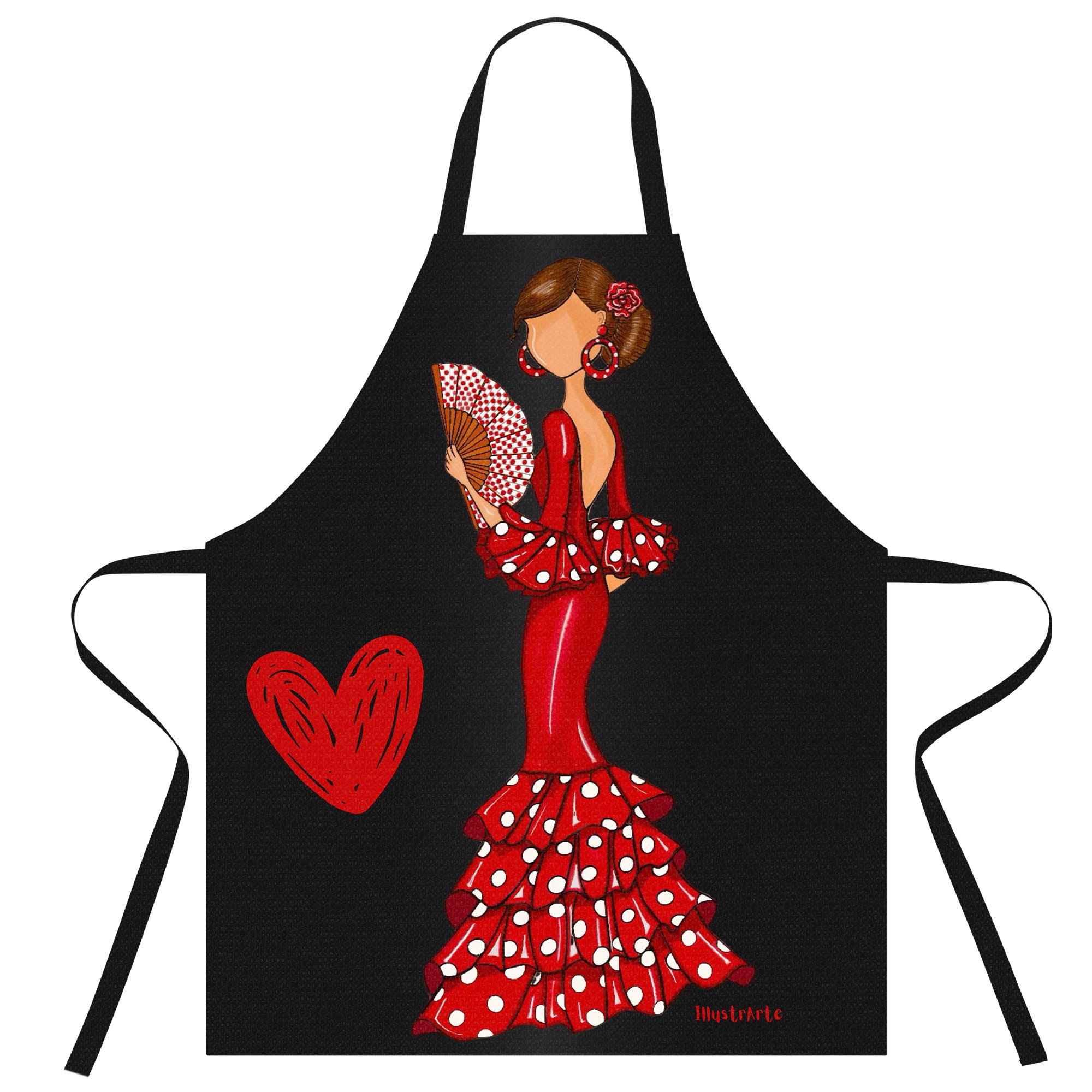 a woman in a red dress holding a heart