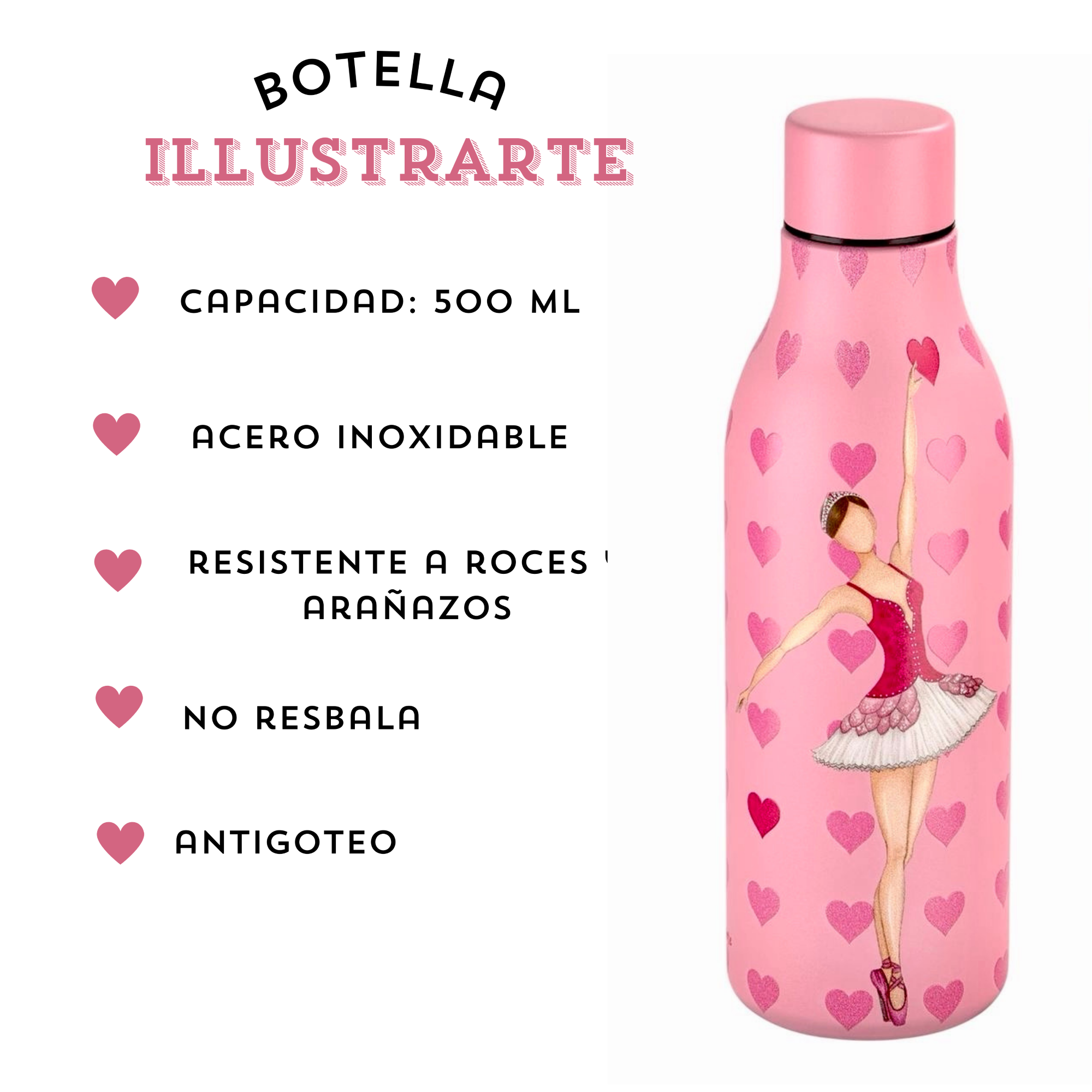 a pink bottle with a picture of a ballerina on it