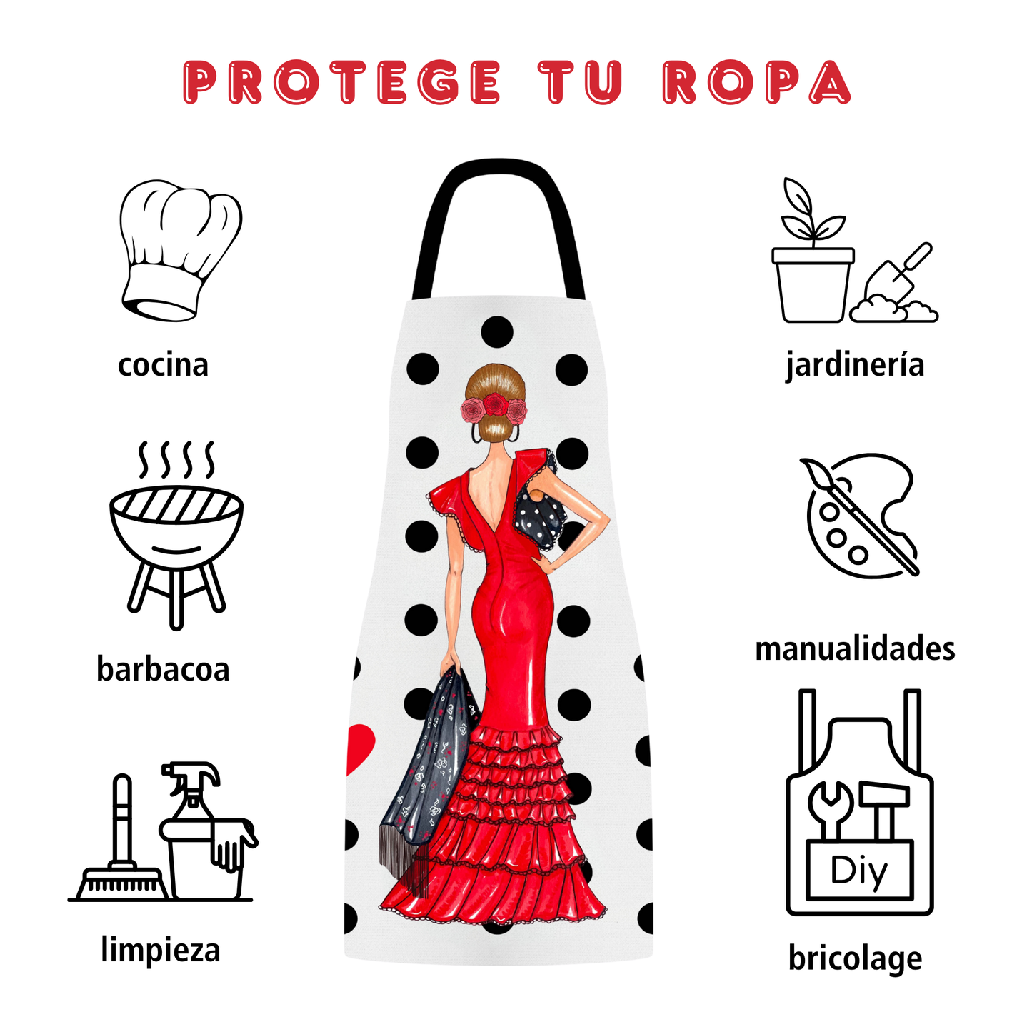 Pack Regalo Flamenca Manuela – Neceser Granada + Delantal a Juego – Diseño Exclusivo illustrArte