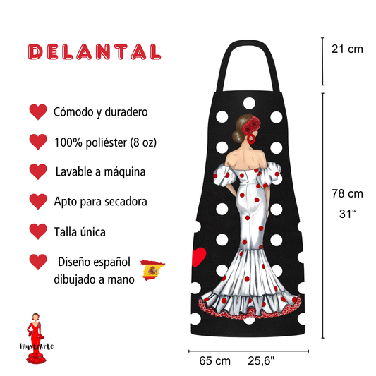 Avental Flamenco Preto - Maria com vestido branco