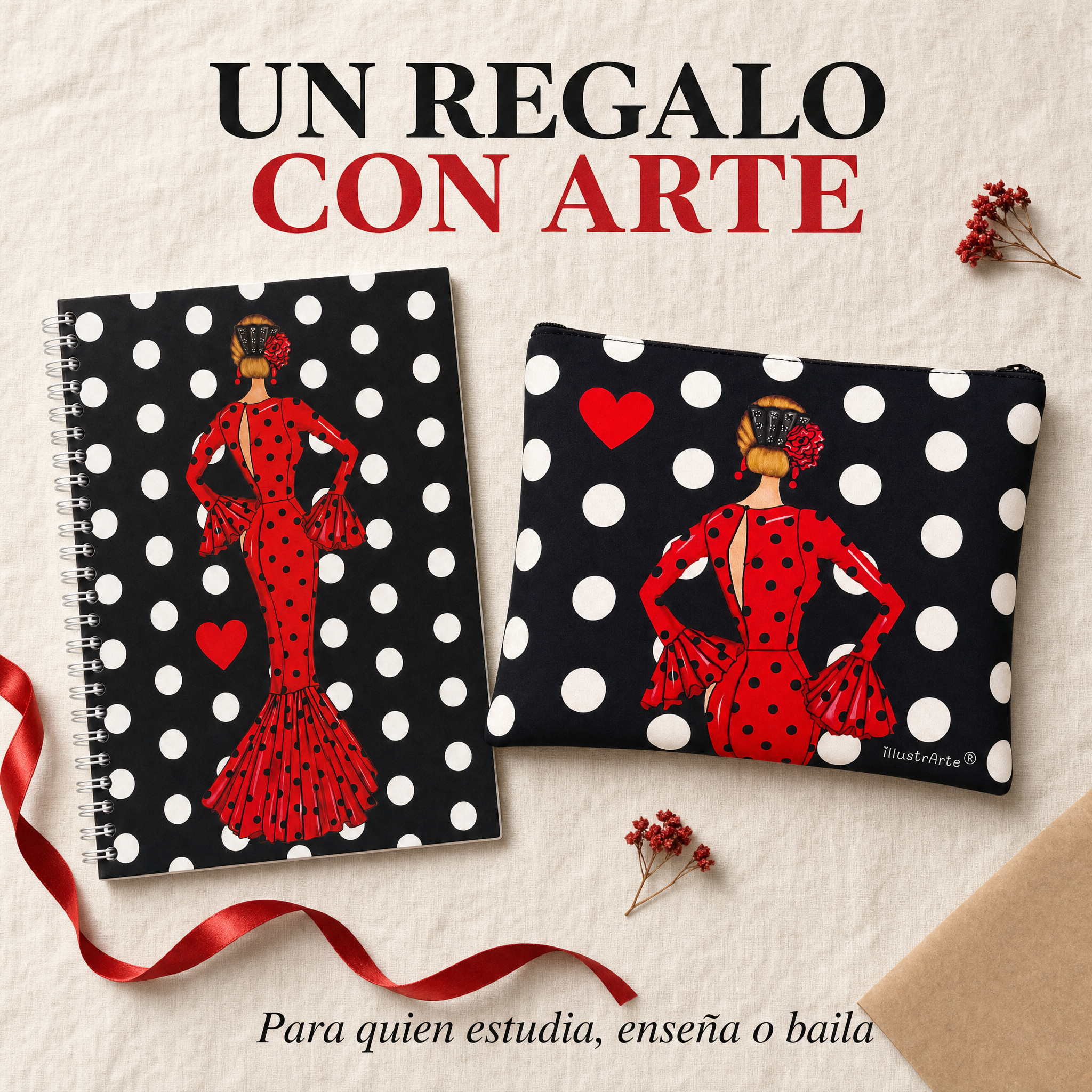 Pack María Rojo Lunares presentado como idea de regalo