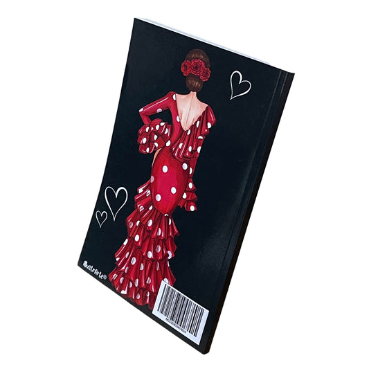 Cuaderno Flamenco “Macarena – Corazones” – 6×9” (15,24×22,86 cm) – 120 Páginas Rayadas – Diseño illustrArte