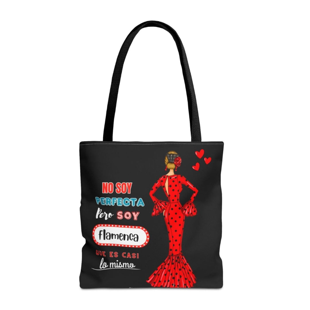 👜 illustrArte Bolsa Tote Málaga Colección Flamencas | Poliéster 400 g/m² (43 x 43 cm) | Impresión a Doble Cara | Asas de 60 cm | Bolso Shopper Resistente