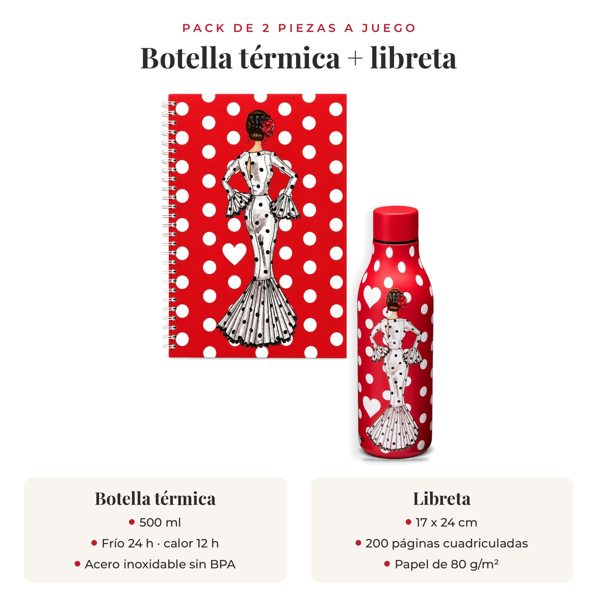 Pack botella térmica y libreta María Blanco: qué incluye