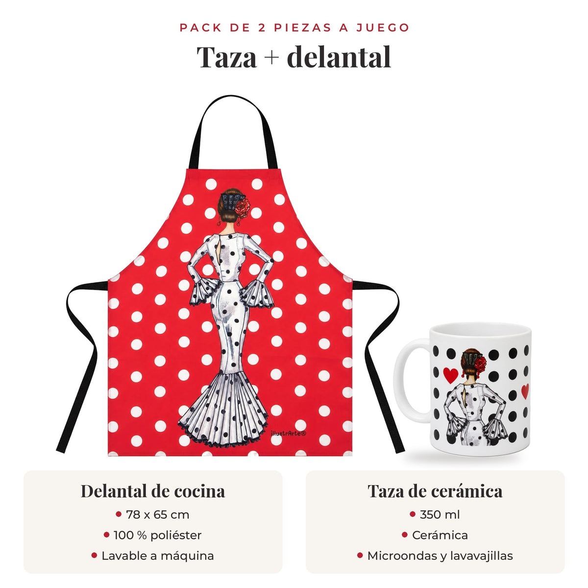 Pack taza y delantal María Blanco: qué incluye