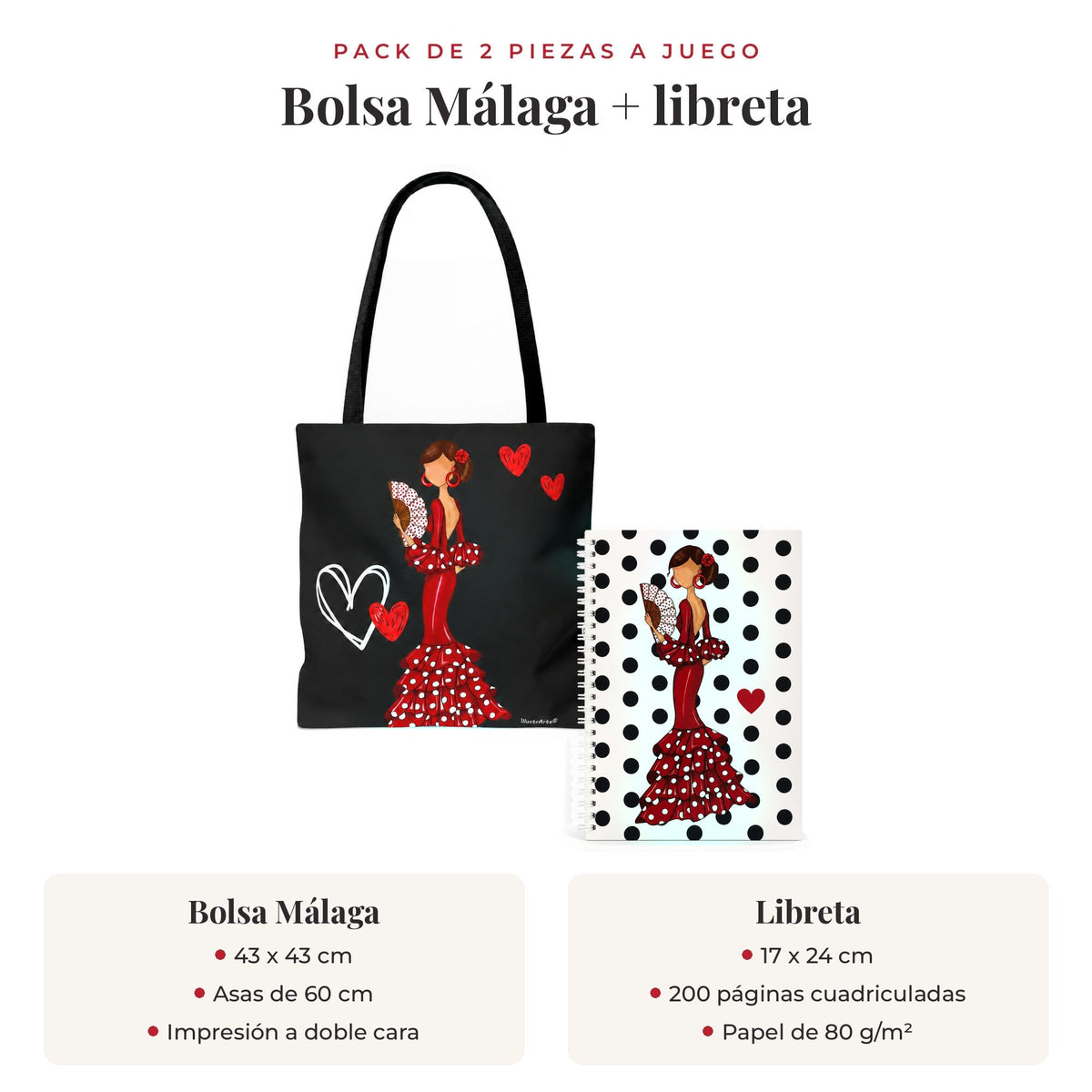 Pack bolsa Málaga y libreta Pepa: qué incluye