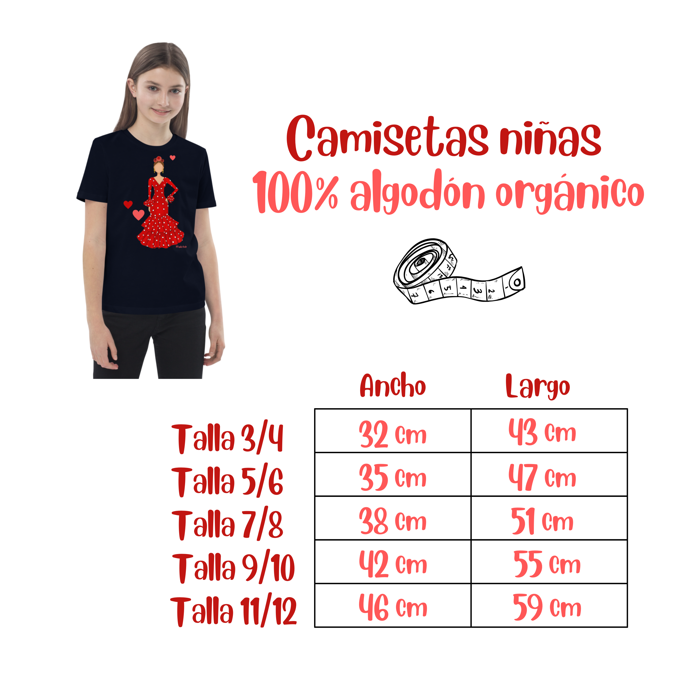 una niña que lleva una camiseta negra con un corazón rojo en ella