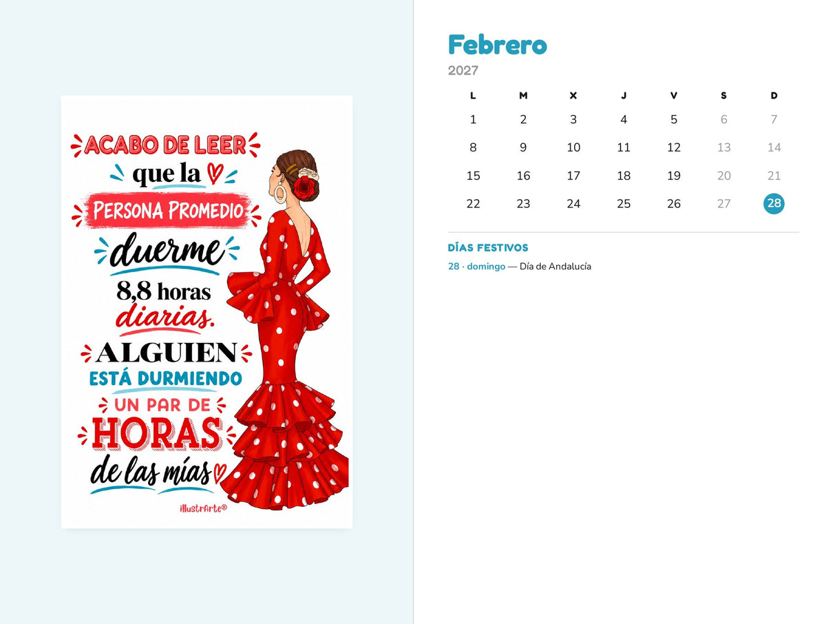 Ilustración y calendario de cada mes