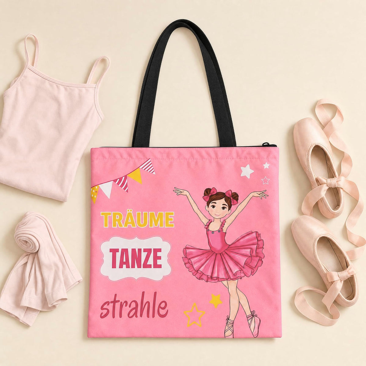 illustrArte ballet bag 40 x 40 cm with zip – Marina design (Träume, Tanze, Strahle) – view 2