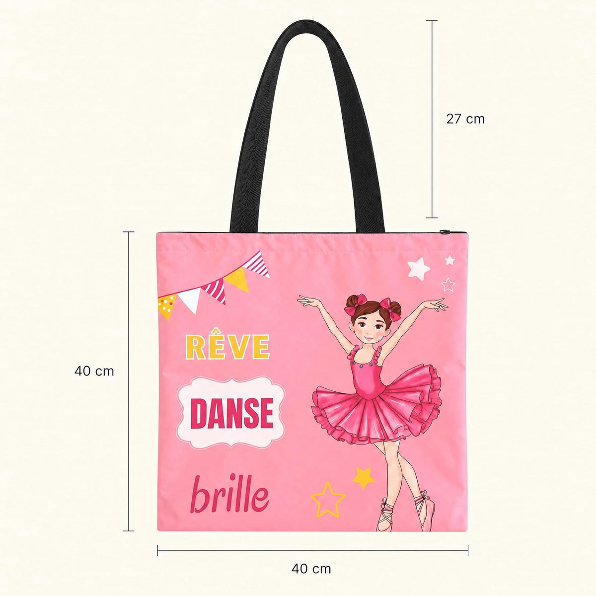 illustrArte ballet bag 40 x 40 cm with zip – Marina design (Rêve, Danse, Brille) – view 4