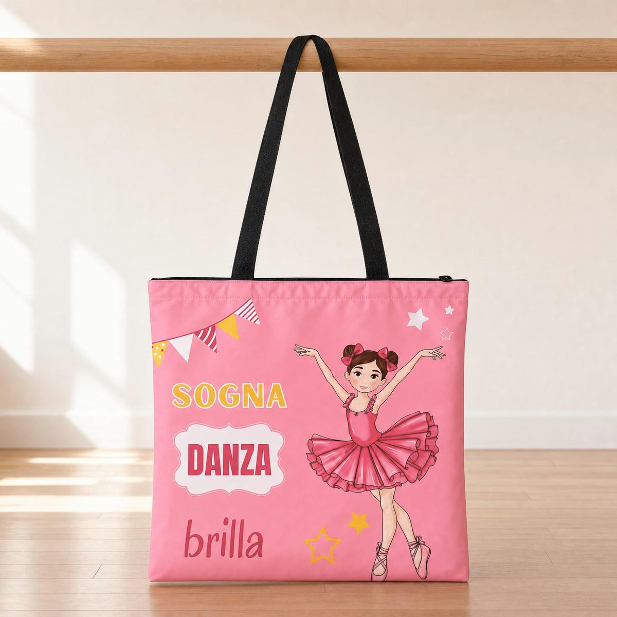 illustrArte ballet bag 40 x 40 cm with zip – Marina design (Sogna, Danza, Brilla) – view 6