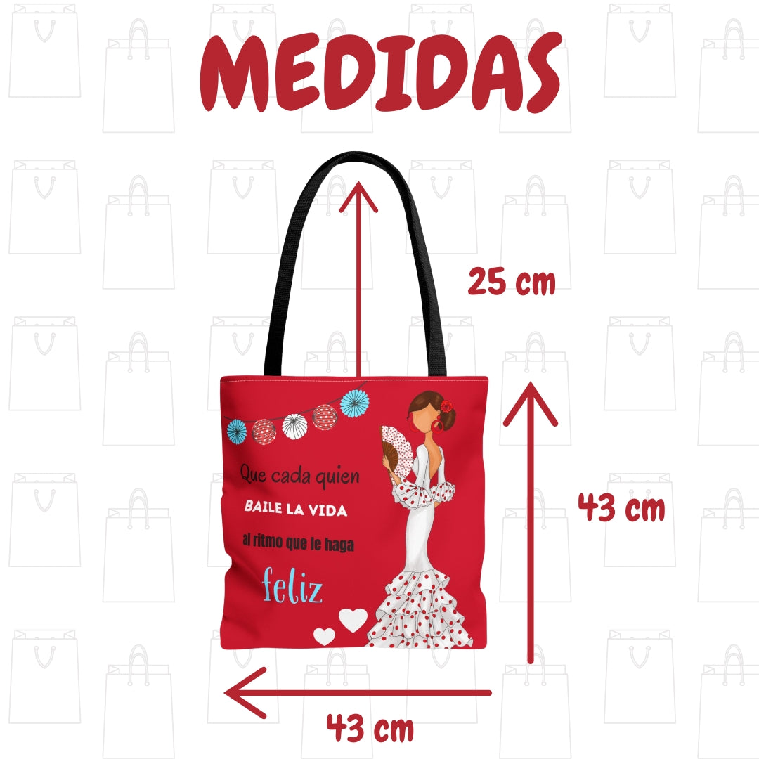 Bolsa tote Málaga illustrArte – Pepa Feliz, rojo con frase – vista 5
