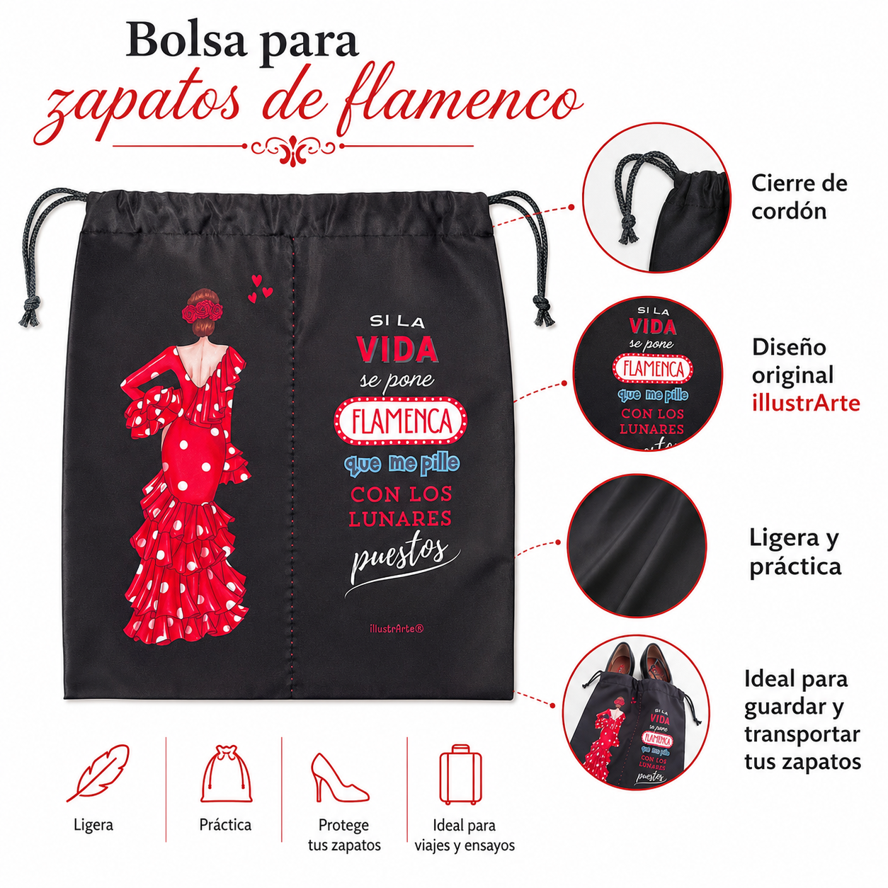 Bolsa para zapatos illustrArte – Macarena – vista 3