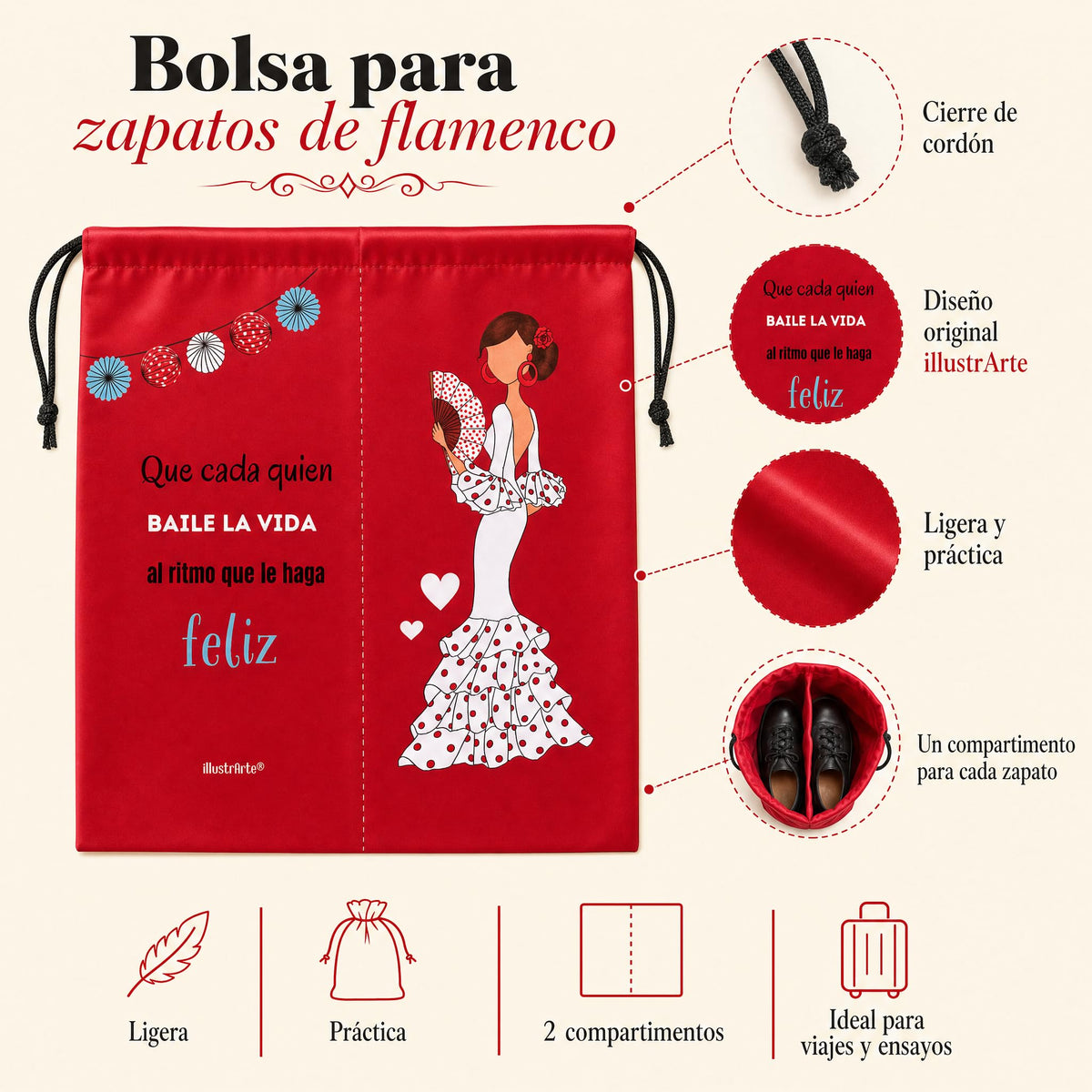 Bolsa para zapatos illustrArte – Pepa Feliz – vista 3