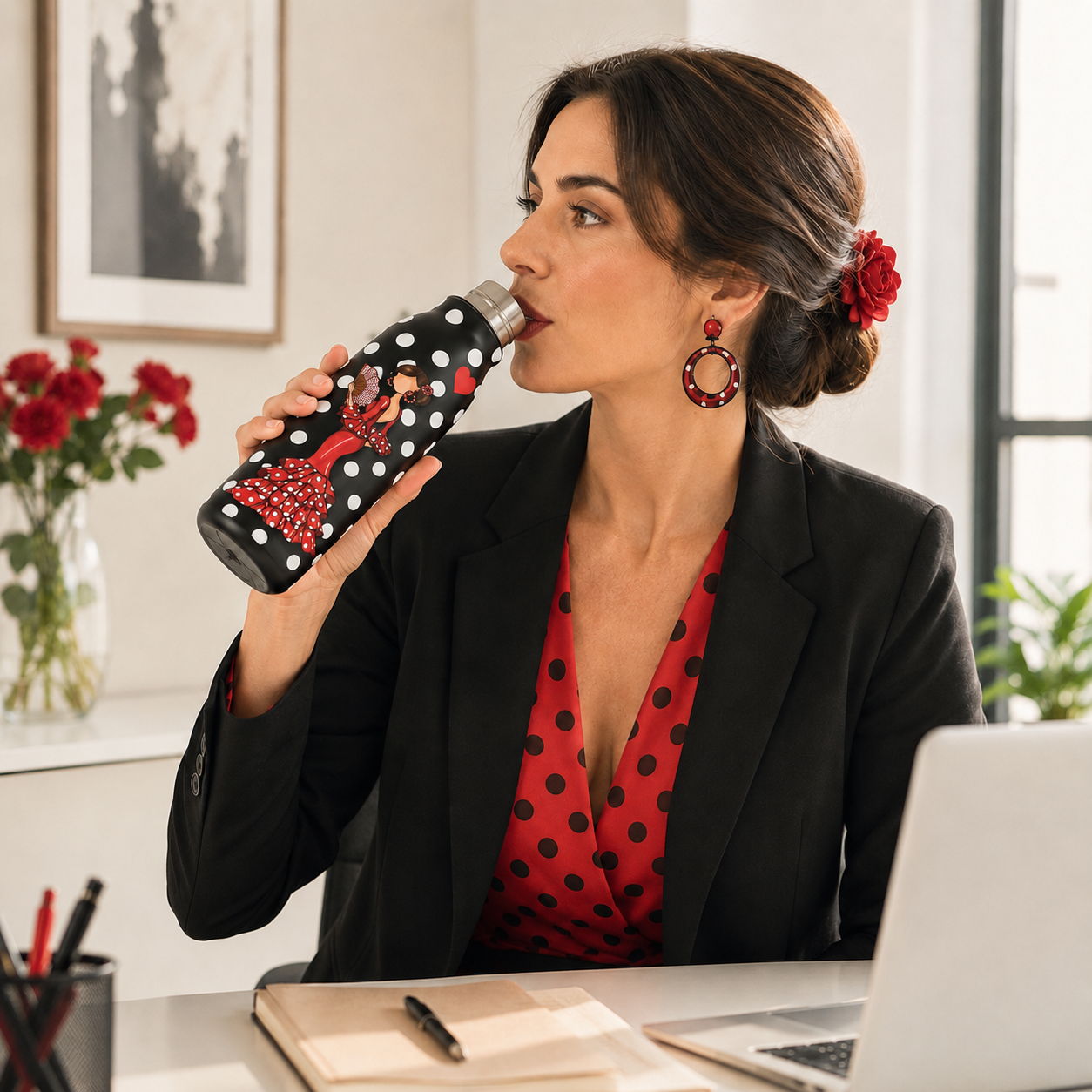 Botella térmica illustrArte 500 ml – diseño Pepa, flamenca con abanico – vista 5