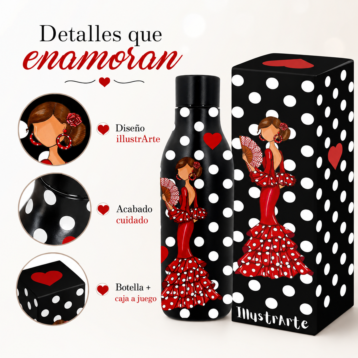Botella térmica illustrArte 500 ml – diseño Pepa, flamenca con abanico – vista 6