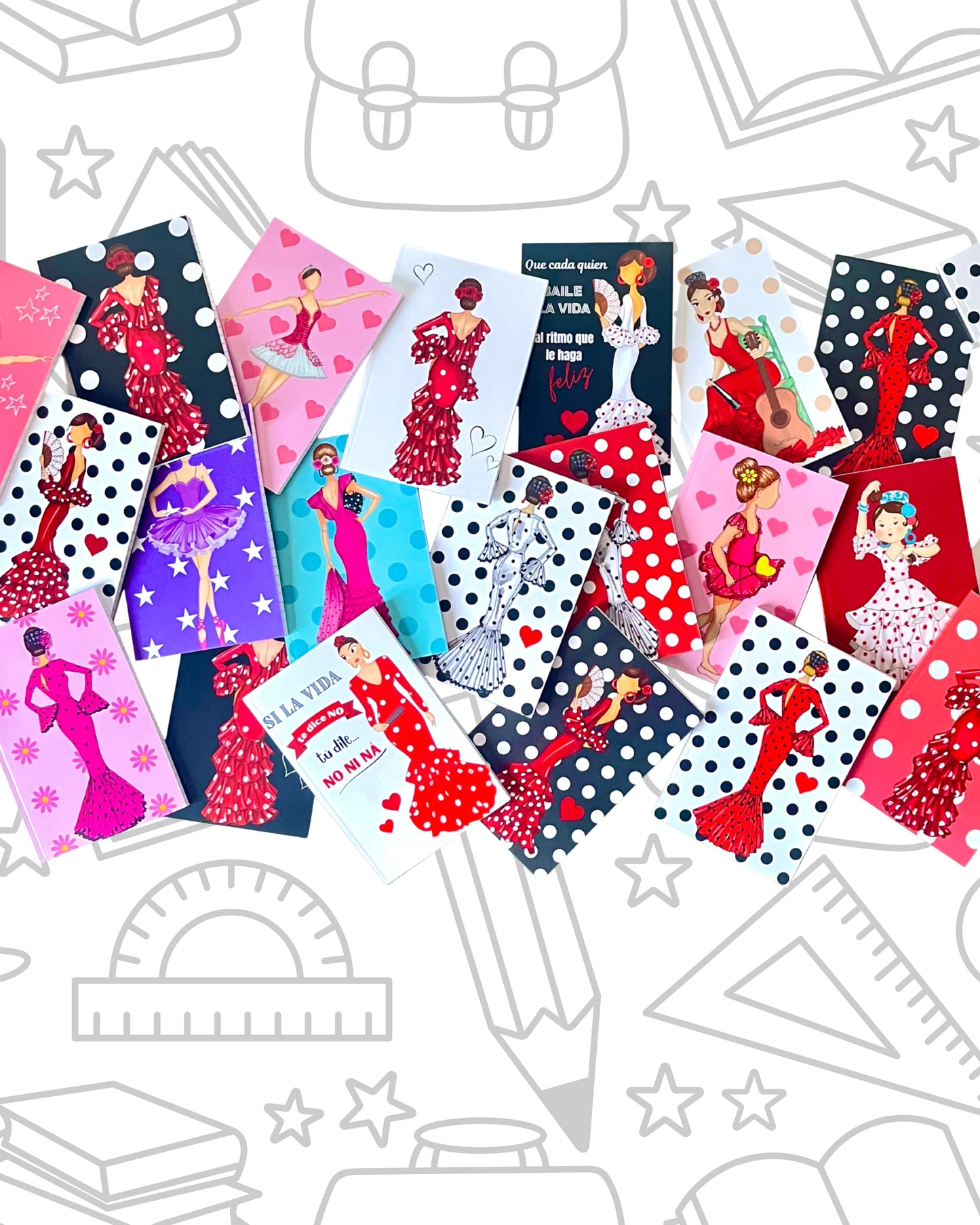 Cuaderno Flamenco “María – Fondo Rojo con Lunares” – 6×9” (15,24×22,86 cm) – 120 Páginas Rayadas – Diseño illustrArte