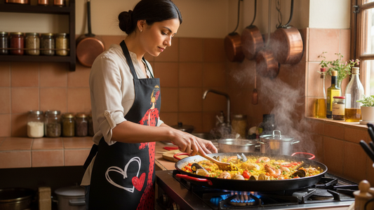🔴 Delantal Flamenco “María Rojo” – Vestido Rojo con Lunares Negros | Diseño Español con Fuerza, Elegancia y Pasión