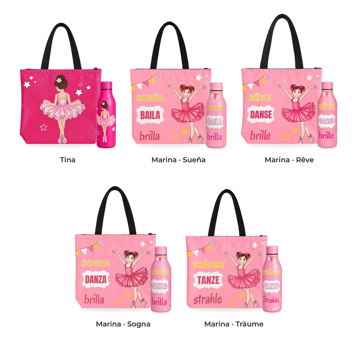 Pack Botella Térmica Bailarina + Bolsa de Ballet – los cinco diseños