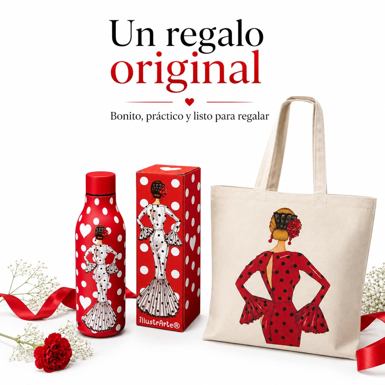 Pack botella + bolsa Cádiz María Blanco fondo rojo + María Rojo – vista 2