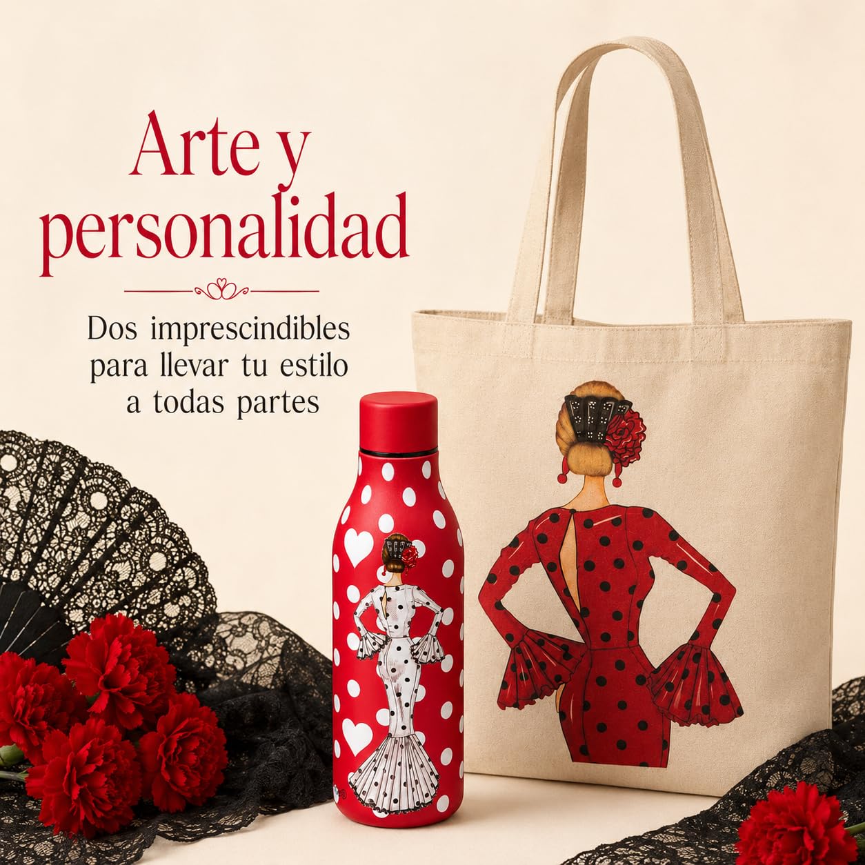 Pack botella + bolsa Cádiz María Blanco fondo rojo + María Rojo – vista 8