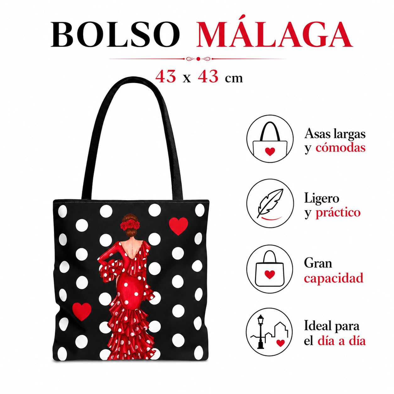 Pack botella + bolso Málaga Macarena lunares – vista 4