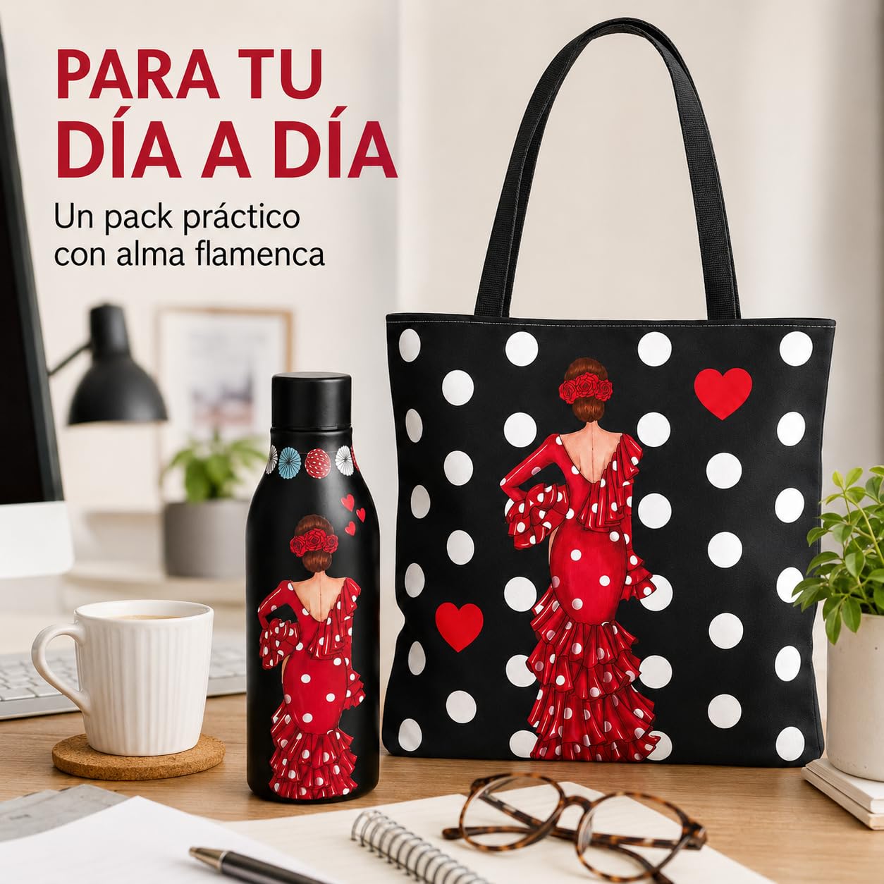 Pack botella + bolso Málaga Macarena lunares – vista 7