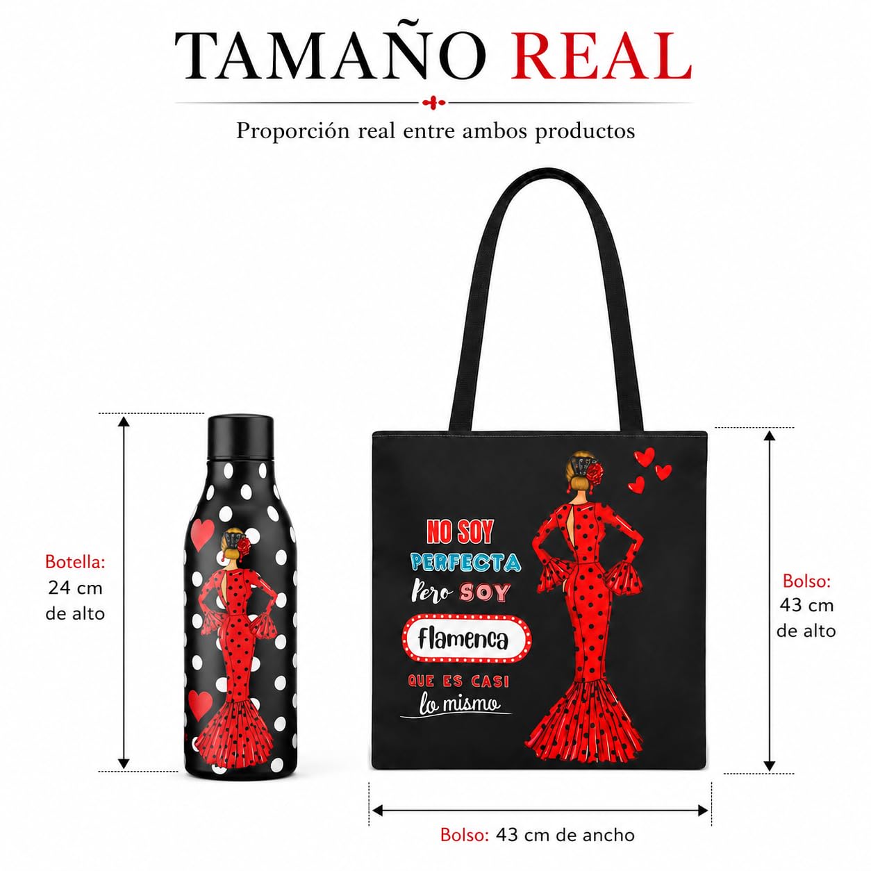 Pack botella + bolso Málaga María Rojo frase – vista 5