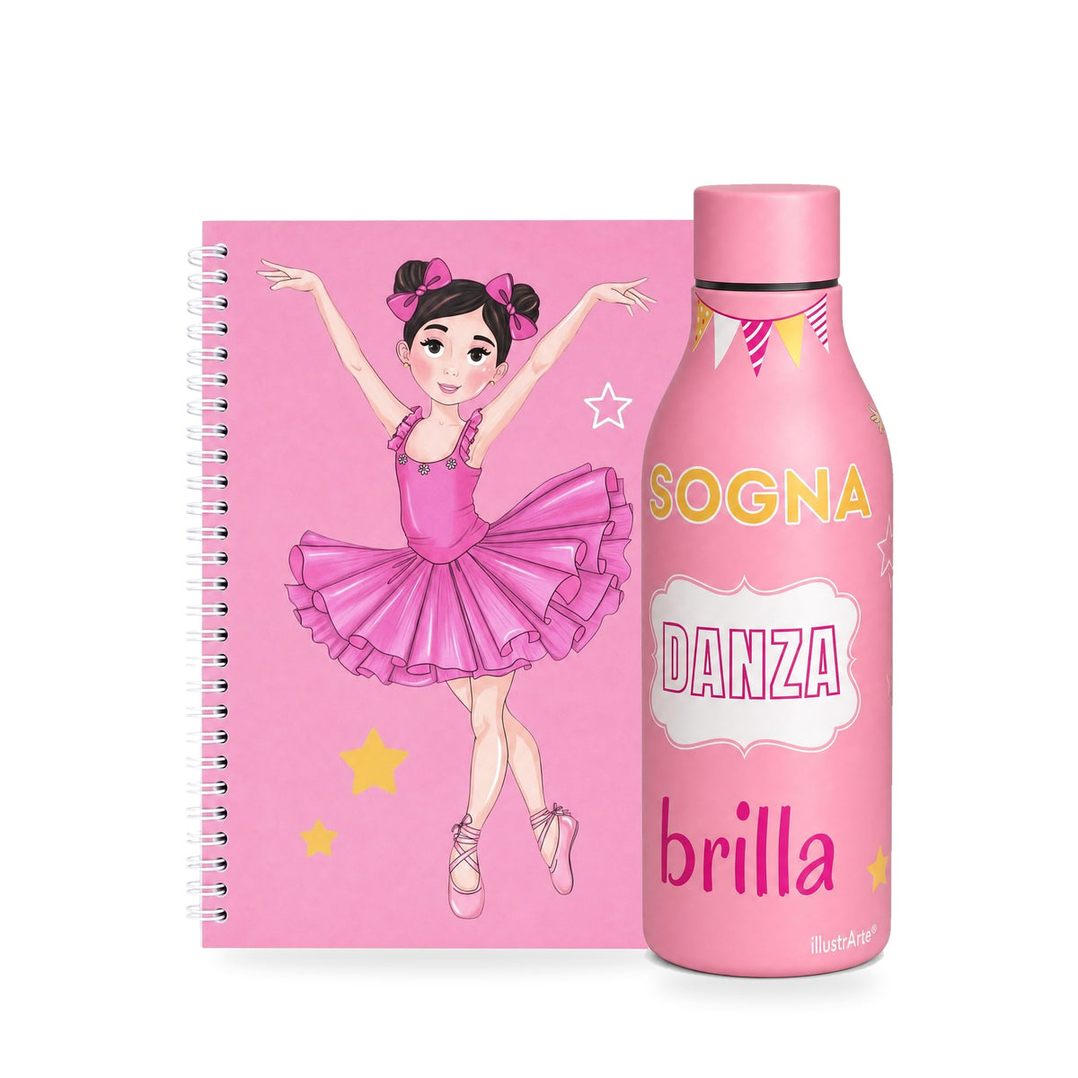 Pack Botella Térmica Bailarina + Libreta – diseño Marina (Sogna, Danza, Brilla)