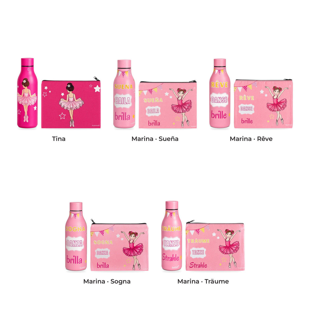 Pack Botella Térmica Bailarina + Neceser Granada – los cinco diseños