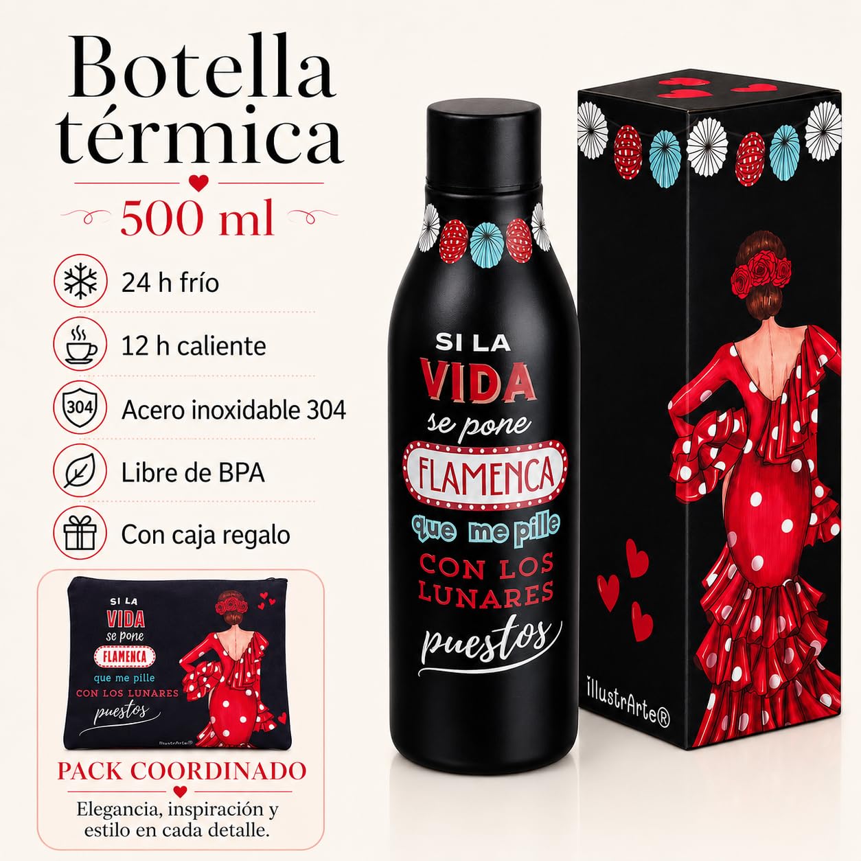 Pack botella + neceser Granada Macarena con frase – vista 4