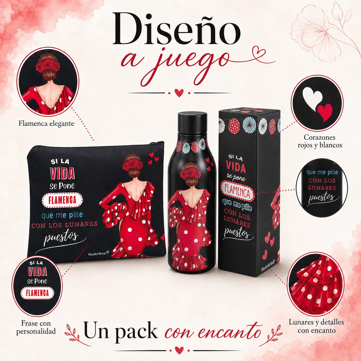 Pack botella + neceser Granada Macarena con frase – vista 5