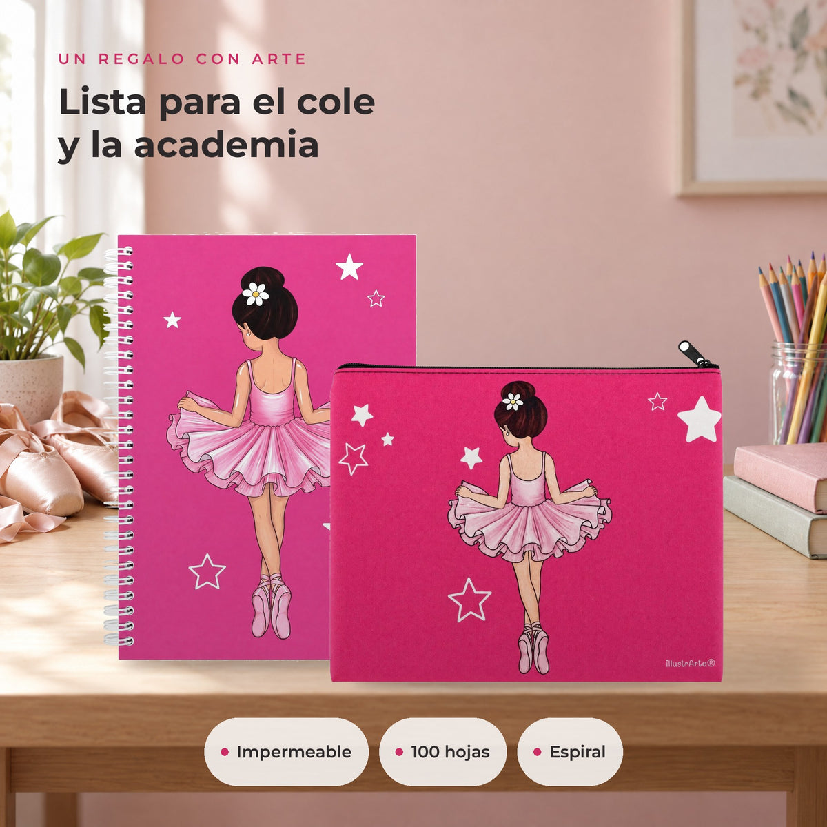 Pack Neceser Granada + Libreta Bailarina – diseño Tina – ambiente